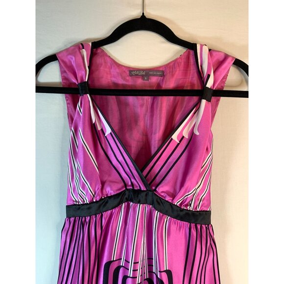 Hale Bob size Small Pink Silk Empire Waist Dress w/Black & White Pattern NWT - Picture 12 of 13